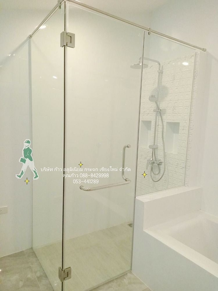 ผลงาน กระจกกั้นห้องน้ำ